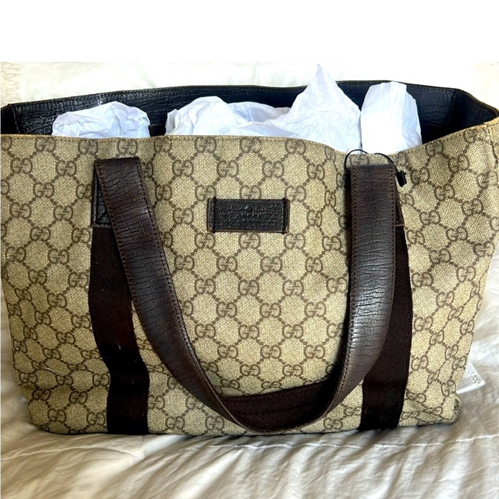Gucci Beige and Brown Monogram Bag